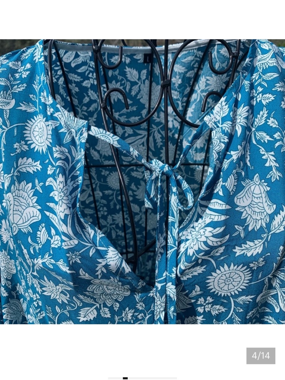 Bohemian Turquoise Blue & White Maxi Dress - Picture 5 of 12